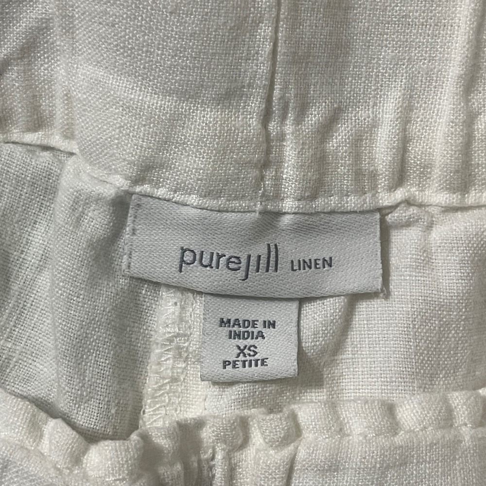 Pure Jill Linen Pants Women's XS Petite‎ Crop Casual White Drawstring - Picture 5 of 5